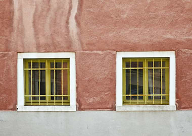 Symmetric and Geometric Chartreuse Green Venetian Windo ...