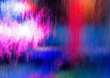 Flow of water on glas with different lights in the bagg ...