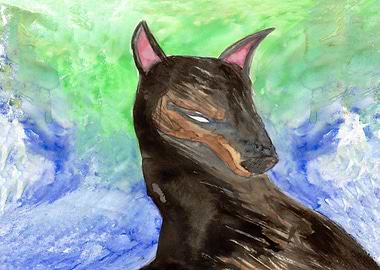 Doberman painting