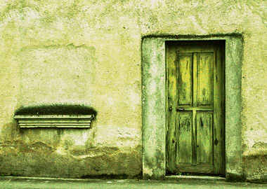 Yellowish-Green. Deteriorated door in Antigua, Guatemal ...