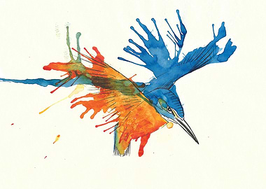 The Fishing king - watercolour inks on parchment paper