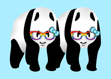 Gay Pride Pandas. Two cute panda bears standing side by ...