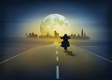 Biker on the highway