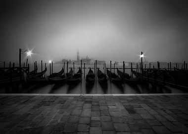 VENICE Gondolas and fog