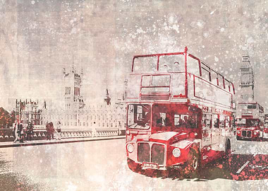 Digital Art LONDON Red Bus