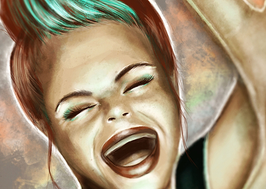 Happy Artist Girl Digital Painting