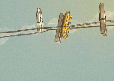 Vintage Clothespin - Digital Painting