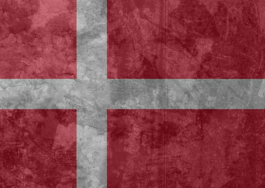 The flag of Denmark presented with a vintage look