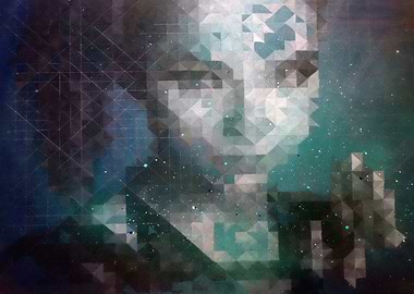 Bjork. Originally painted on canvas using acrylic and s ...