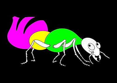 A cute cartoon ant looking back proudly at its vividly ...