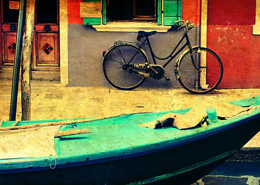 Bicycle on the Island of Burano, Venice, Italy