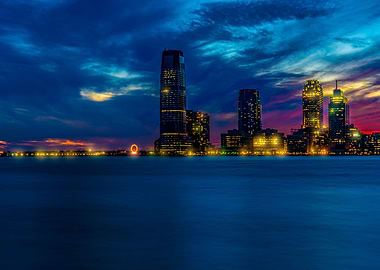 It's twilight over the Hudson River featuring Jersey Ci ...