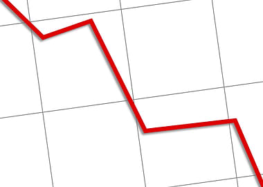 Statistic Down White chart with a red line going down.