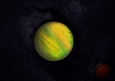 Yellow: Planet Series - Watercolor and Charcoal