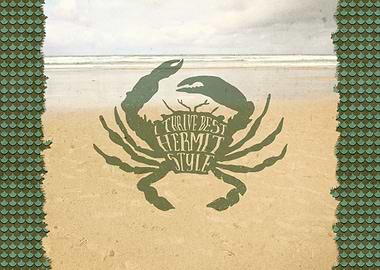 I Thrive Best Hermit Style Typography Crab Beach Sea - ...
