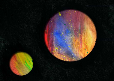 Blue: Planet Series - Watercolor and Charcoal