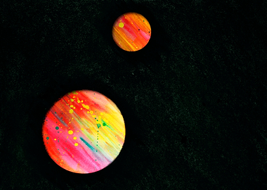 Red: Planet Series - Watercolor and Charcoal