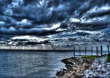 Cloudy day over Broad River in Beaufort, SC