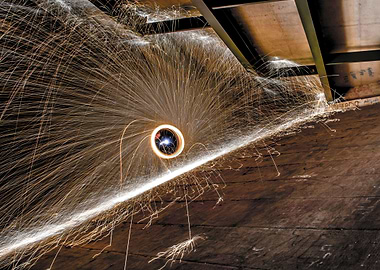 Steel Wool photography under a bridge