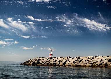 A small lighthouse as you exit the Alvor harbour in por ...