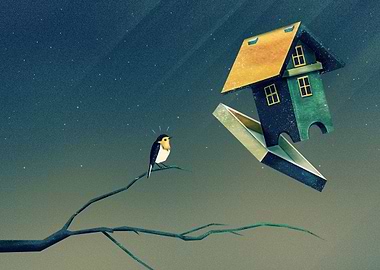 'Flying Bird...house' Digital Painting, 2015