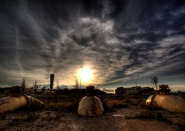 Industrilot in Maloe with Turning Torso in the bakgroun ...