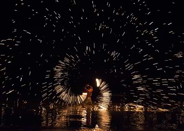 Fire show at Koh Tao, Thailand.