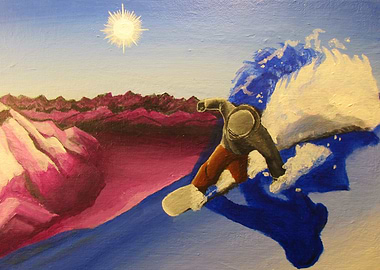 Snowboarding down the mountain