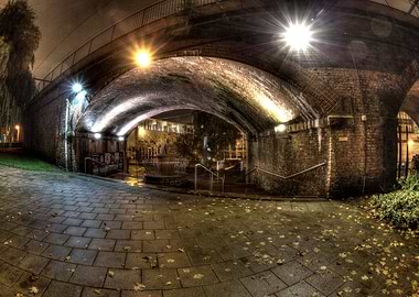 A nice shot of the railway arches at UMIST during the e ...