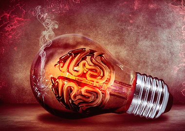 The lightbulb has smoke coming from it with the word In ...