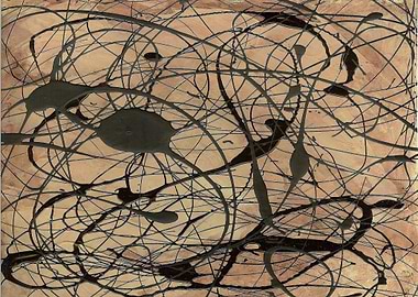 Pollock Inspired Abstract Black On Beige by Corbin Henr ...
