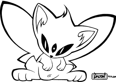 An adorable alien angel cat with three eyes and big win ...