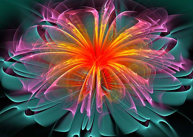 Fiber Optic Flower, digital fractal flame flower glowin ...