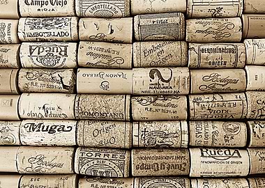 Wonderful collection of Spanish wine corks. Spain is th ...