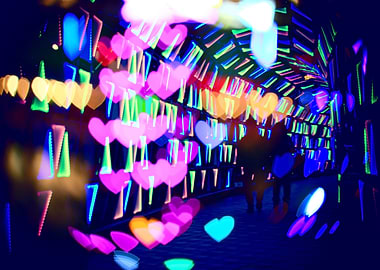Couple In Colorful Light Tunnel Hearts Triangles Tokyo ...