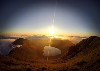 Helvellyn sun rise looking over Red Tarn
