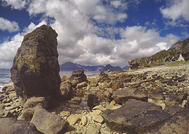 View of the Black Cullins from Elgol beach Isle of Skye ...