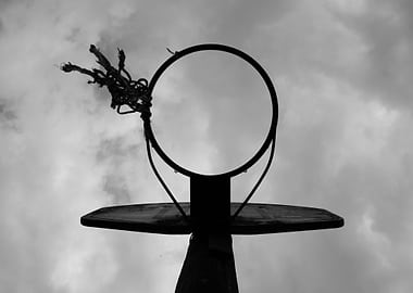 Old basketball hoop in the backyard of my parents