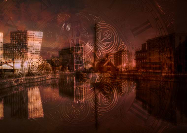 a digitally enhanced image of the famous pumphouse in t ...