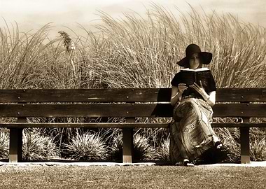 The Reader. Vintage style monochromatic photography ...