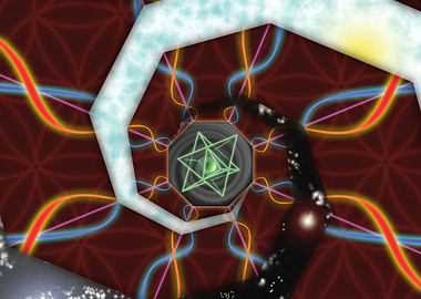 A merkaba sits in an octagonal field of void. Out of t ...