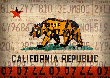 California State Flag Vintage Recycled Flag Art by Desi ...