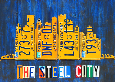 Pittsburgh Pennsylvania City Skyline Recycled Vintage L ...