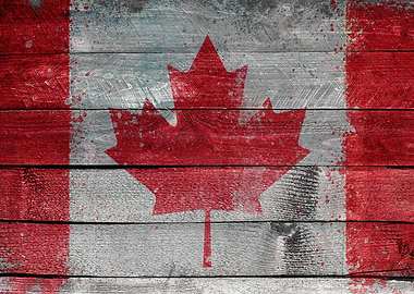Canada painted wood flag