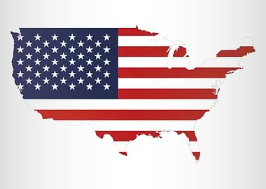 United States Of America shape with flag