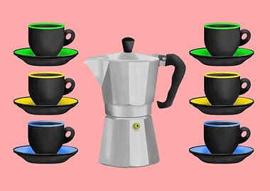 An illustration of a stove top moka pot style espresso ...