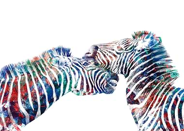 Technicolor fight. Zebras