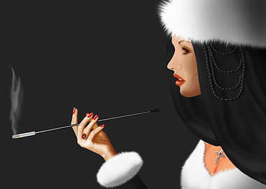 Beautiful woman with cigar