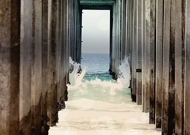Waves crashing under the pier