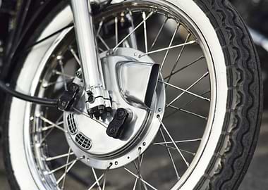 classic front drum brake of British cafe racer motorcyc ...
